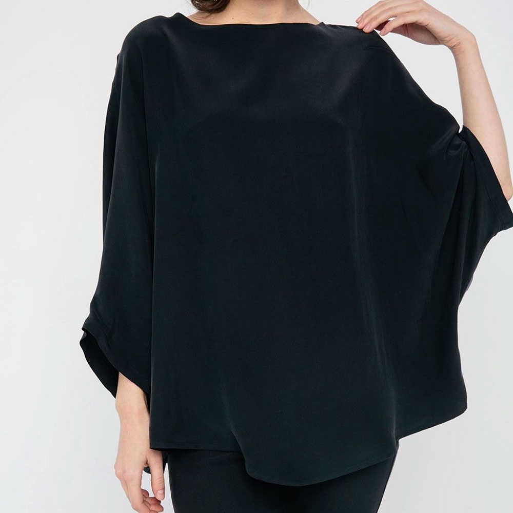 Elizabeth Suzann Black Silk Crepe Artist Smock in Size OSM